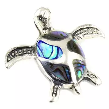 Les Trsors De Lily [Q7514] - Серебряный кулон ручной работы Черепаха синий перламутр, серебро - 19x18 мм