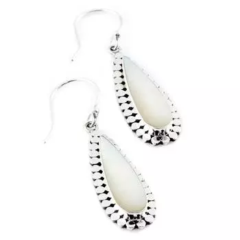 Les Trsors De Lily [Q7540] - Серебряные серьги ручной работы Небеса перламутр серебро - 30x12 мм