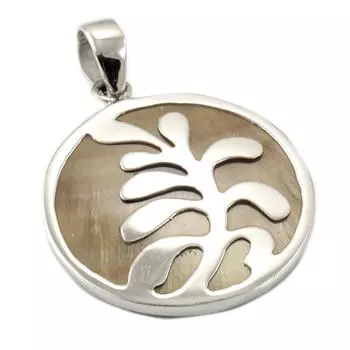 Les Trsors De Lily [Q7559] - Серебряный кулон ручной работы Мудрость из состаренного серебра с перламутром - 30x30 мм.