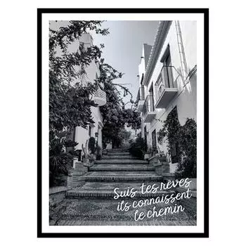 Les Trsors De Lily [Q7684] - Черно-белый холст Цитаты (следуйте за своими мечтами, они знают путь) - 40x60 см