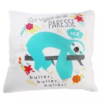 Les Trsors De Lily [Q7725] - Дизайнерская подушка Blue Sloth (лень правит барботер барботер!) - 40 см