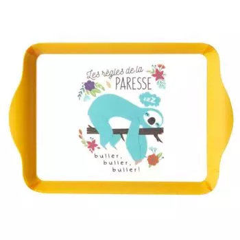 Les Trsors De Lily [Q7757] - Маленький оранжевый поднос Ленивец (правила лени: пузырь-пузырь-пузырь!) - 21x14 см