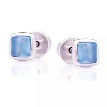 Les Trsors De Lily [Q7965] - Серебряные серьги Меган с голубым агатом (родированное покрытие) - 5x5 мм