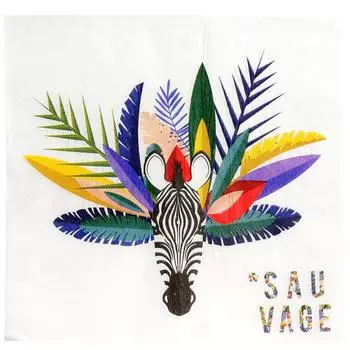 Les Trsors De Lily [Q8000] - Пакет из 20 разноцветных белых бумажных салфеток Tropical (зебра - дикая) - 16. 5x16. 5 см