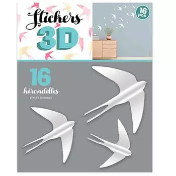 Les Trsors De Lily [Q8024] - 16 белых 3D наклеек «Ласточки» - лист 30x22 см.