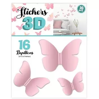 Les Trsors De Lily [Q8031] - 16 розовых 3D-наклеек «Бабочки» - лист 30x22 см