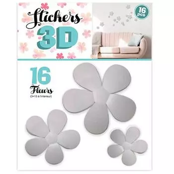 Les Trsors De Lily [Q8033] - 16 серых 3D стикеров «Цветы» - лист 30x22 см.
