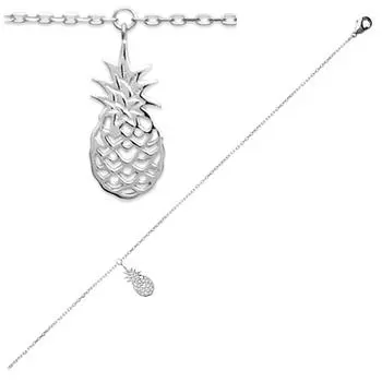 Les Trsors De Lily [Q8099] - Silver Anklet Pineapple silver (rhodium) - 25 cm 15x8 mm