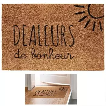 Les Trsors De Lily [Q8140] - Соломенный коврик Messages коричневый (Dealer de Bonheur) - 60x40 см.