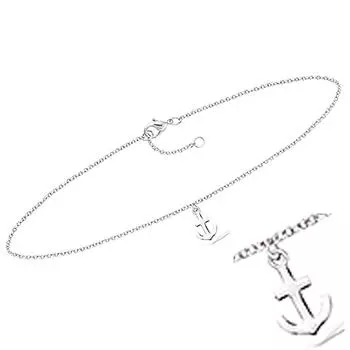 Les Trsors De Lily [Q8220] - Серебряная цепочка на щиколотку Marine Anchor серебро (родий) - якорь 25 см 8x7 мм