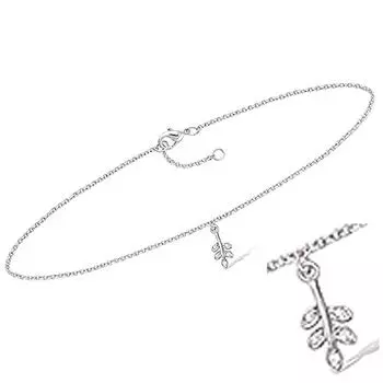 Les Trsors De Lily [Q8225] - Серебряная цепочка на щиколотку Eab of Wheat белое серебро (родий) - якорь 25 см 10x5 мм