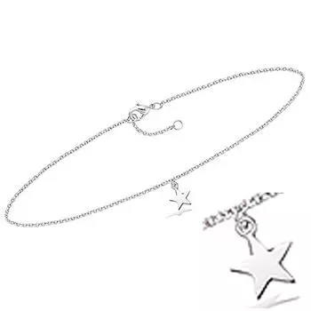 Les Trsors De Lily [Q8227] - Серебряная цепочка на щиколотку Звезда серебро (родий) - 25 см 7x7 мм