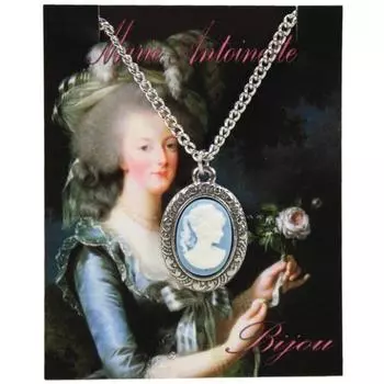 Les Trsors De Lily [Q8257] - Серебристо-синее колье в стиле ретро Cameo - 45 см - 25x20 мм