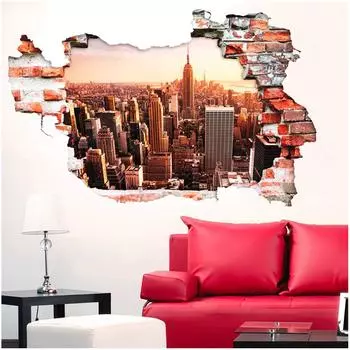 Les Trsors De Lily [Q8298] - Гигантская наклейка Нью-Йорк коричнево-оранжевая - 120x77 см