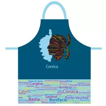 Les Trsors De Lily [Q8317] - Хлопковый дизайнерский фартук Corsica синий (голова Мавра) - 79x70 см.