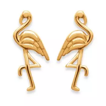 Les Trsors De Lily [Q8418] - Позолоченные серьги Фламинго - 13x7 мм