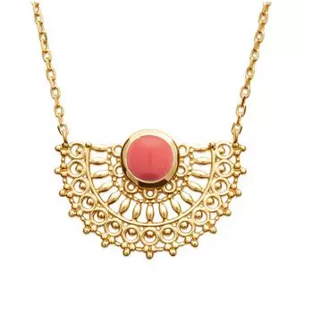 Les Trsors De Lily [Q8447] - Позолоченное колье Clopatra , золотистый коралл - 23x15 мм