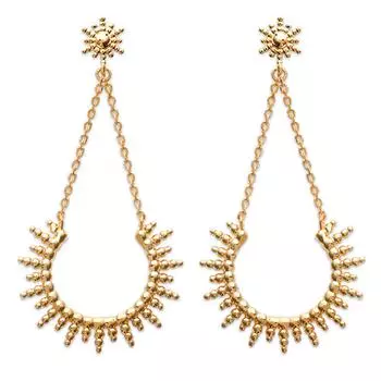 Les Trsors De Lily [Q8471] - Позолоченные серьги Клеопатра золотистый (солнце) - 42x20 мм