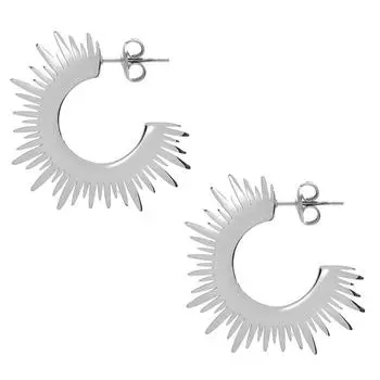 Les Trsors De Lily [Q8536] - Дизайнерские серьги-кольца из стали Клеопатра , серебро (солнце) - 15 мм - толщина 10 мм