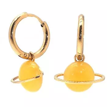 Les Trsors De Lily [Q8560] - Креольский дизайнер из стали Бохо , золотисто-желтый агат - 15 мм - 17x10 мм