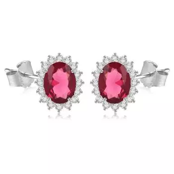 Les Trsors De Lily [Q8852] - Серебряный белый рубин (родий) Серебряные серьги Victorina - 11x9 мм