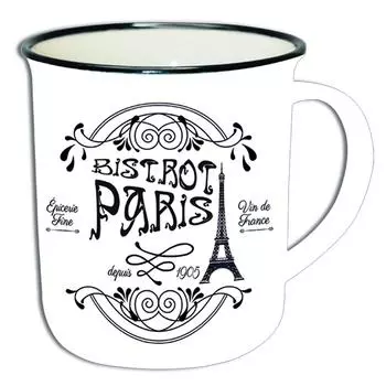 Les Trsors De Lily [Q9024] - Керамическая кружка Paris Bistrot белый черный - 90x85 мм белый