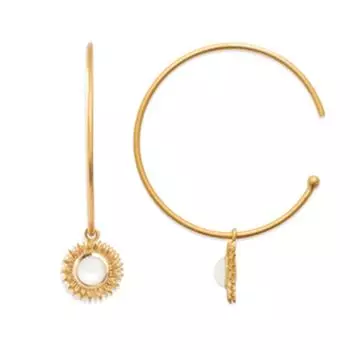 Les Trsors De Lily [Q9133] - Croles Plaqu Or Cleapatra pierre de lune dor - 28 mm- 9x9 mm (tournesol)