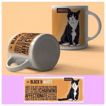 Les Trsors De Lily [Q9177] - Керамическая кружка Кошки черно-белая - 95x80 мм.