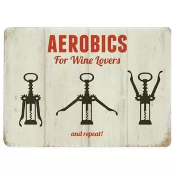 Les Trsors De Lily [Q9201] - Ретро металлический магнит «Аэробика для любителей вина» бежево-черный - 9x6. 5 см