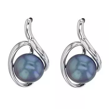 Les Trsors De Lily [Q9348] - Серебряные серьги ручной работы Sissi серебристо-голубовато-серые (родированное покрытие) - 15x9 мм