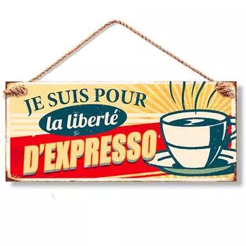 Les Trsors De Lily [Q9467] - Красно-бежевый металлический знак «Сообщения» (Я за свободу эспрессо) - 30x13 см