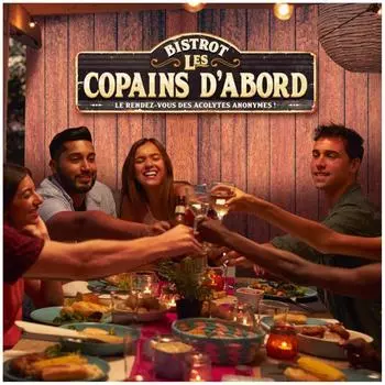 Les Trsors De Lily [Q9471] - Жестяная вывеска XXL Bistrot - Les Copains d abord черно-серая - 90x30 см