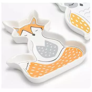 Les Trsors De Lily [Q9621] - Поднос фарфоровый Fox оранжево-серый белый - 18. 5x14. 5 см