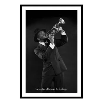 Les Trsors De Lily [Q9681] - Дизайнерское полотно Джаз черный (Музыка - язык эмоций - труба) - 60x40 см. чёрный