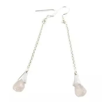 Les Trsors De Lily [Q9852] - Серебряные серьги ручной работы «Небеса», серебро, розовый кварц - 7 см, 10x7 мм