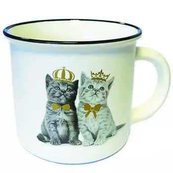 Les Trsors De Lily [R0006] - Керамическая кружка Chatons серо-белый - 9x9 см.