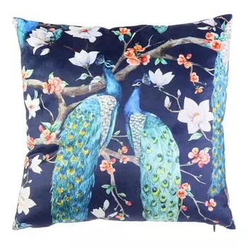 Les Trsors De Lily [R0010] - Подушка бархатная Павлины синяя - 40 см.