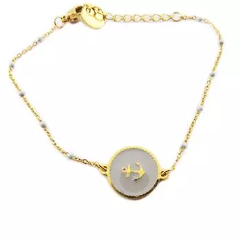 Les Trsors De Lily [R0093] - Дизайнерский браслет Сталь «Anchor Marine» золотисто-серый - 13 мм