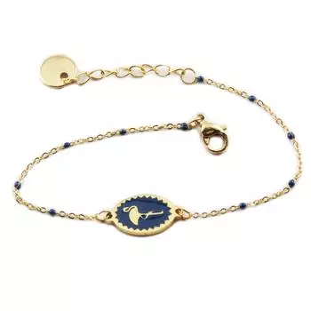 Les Trsors De Lily [R0105] - Дизайнерский браслет из нержавеющей стали Flamingo Rose темно-золотой - 12x9 мм