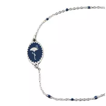 Les Trsors De Lily [R0113] - Дизайнерский браслет из нержавеющей стали Flamingo Rose темно-серебристый - 12x9 мм