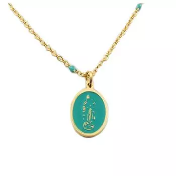 Les Trsors De Lily [R0197] - Дизайнерское колье из стали Virgin Mary , зеленое золото - 15x10 мм