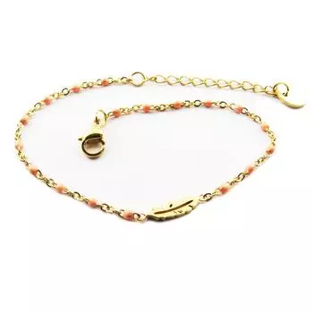 Les Trsors De Lily [R0260] - Браслет дизайнерский Сталь Boho розовое золото - 10x3 мм (перо)