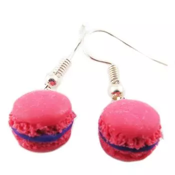 Les Trsors De Lily [R0541] - Серьги ручной работы Макаруны с малиной - 10x8 мм