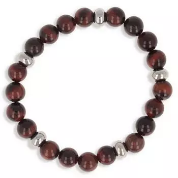 Les Trsors De Lily [R0674] - Красно-коричневый стальной браслет Mineralia (тигровый глаз) - 8 мм