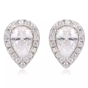 Les Trsors De Lily [R0697] - Серебристо-белые серьги Sissi (родиевое покрытие) - 9x6 мм