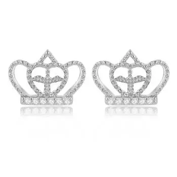 Les Trsors De Lily [R0702] - Серьги серебряные Сисси серебристо-белые (родиевое покрытие) - 13х10 мм (коронка)