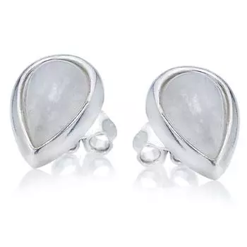 Les Trsors De Lily [R0789] - Серебряные серьги Меган серебряный лунный камень (родий) - 12x8 мм.