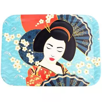 Les Trsors De Lily [R0847] - Большой красно-синий бамбуковый поднос Geisha - 43x32 см