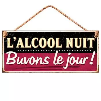 Les Trsors De Lily [R0862] - Металлическая пластина Messages черно-красная (Алкогольная ночь - выпьем за день!) - 30x13 см