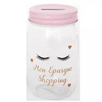Les Trsors De Lily [R0907] - Копилка каменная банка стеклянная Diva - Eyes Asleep розовый (My Savings Shopping) - 13x7 см ярко-розовый